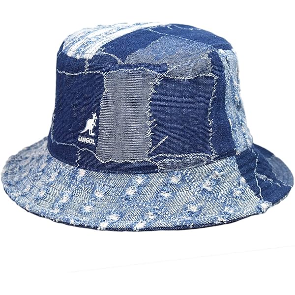 Kangol Denim Mash-Up Bucket Hat for Women and Men, Small, Med Blue